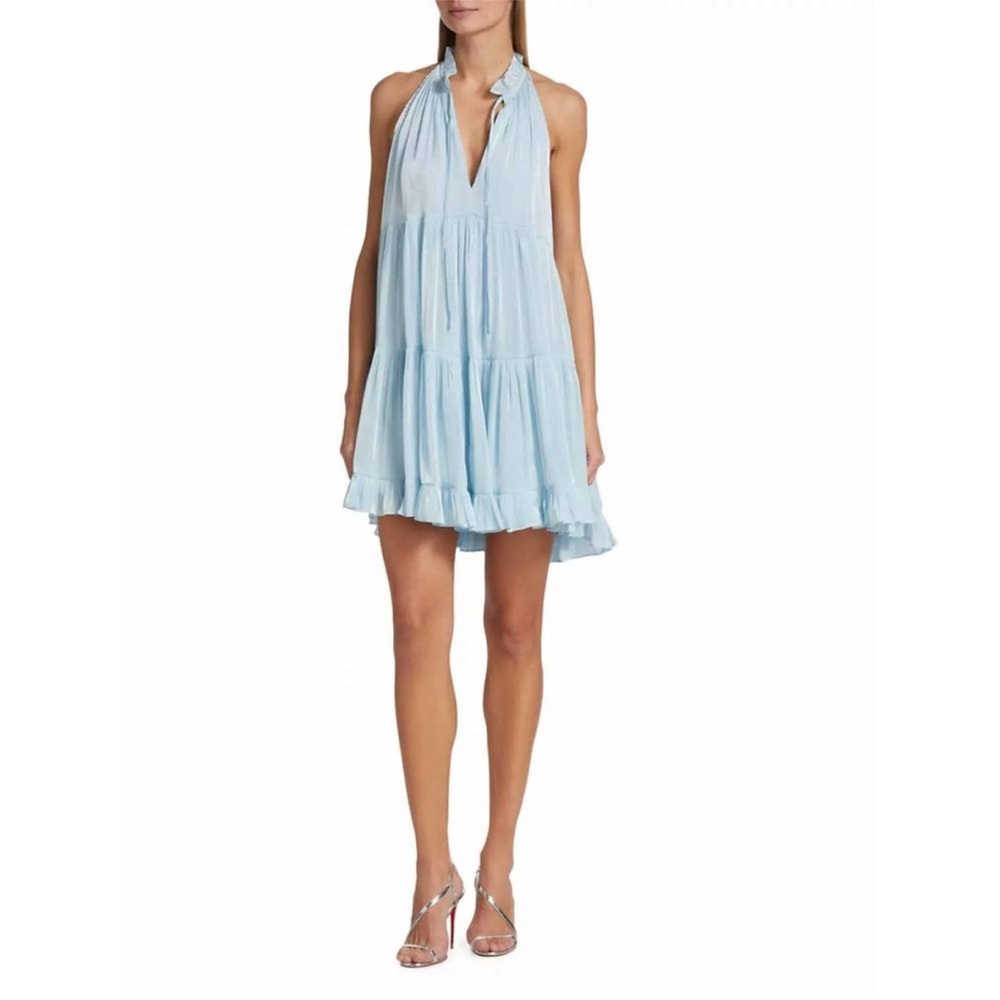 NEW CINQ A SEPT phyllis tiered mini dress in dream blue - Picture 7 of 7
